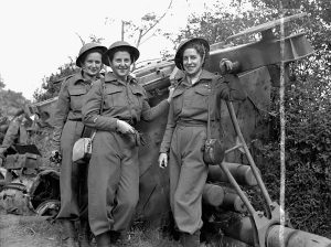 The first nursing sisters of the Royal Canadian Army Medical Corps to land in France after D-Day. France, July 17, 1944. 