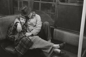 Kubrick's photo of couple riding on a subway.