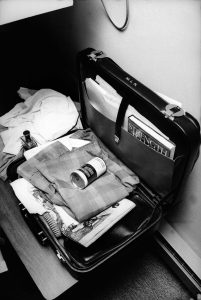 Martin Luther King's open suitcase, found in his hotel room, 1968.