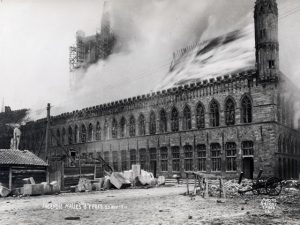 Ypres Cloth Hall in Flames (1914)