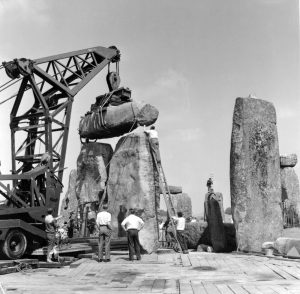 Stonehenge restored to original form in 1958.