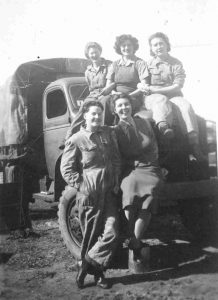 Women truck drivers, military and industrial transportation, 1942.