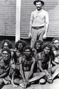 Australian Aborigines in chains at Wyndham prison, dark 1902 history.