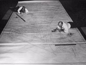 Map makers before the invention of AutoCAD or GIS software, 1950s.