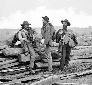 Three Confederate Soldiers pose after being captured at Gettysburg 1863