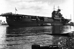 Aircraft carrier USS Enterprise at Ford Island in Pearl Harbor, Hawaii, in late May 1942, being readied for the Battle of Midway. (U.S. Navy) 