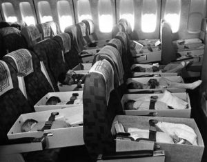 Vietnamese orphans being transported to America after the war 