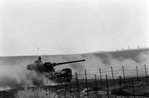 Tank, Gaza Patrol: Picture from the roll of film found in Paul Schutzer's camera after he was killed on the first day of the Six-Day War, June 1967 