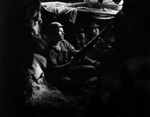 Infrantrymen in trenches near Heartbreak Ridge, Korea, 1952 