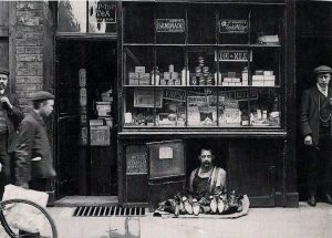 1.2 square meters London shop, micro space, mega shoe sales, 1900s.