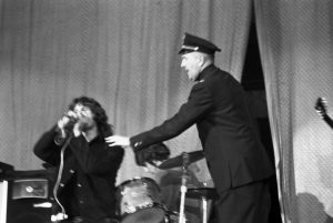 Jim Morrison, the first rock star arrested during a performance, 1967.