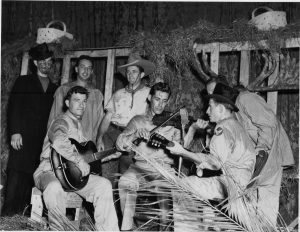 GI's playing instruments on base, Halloween, 1942.