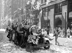 Celebrating the end of the war - Toronto, May 7, 1945.