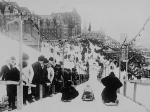 Winter distractions near an unfinished Château Frontenac, 1900-1925 [860-641]