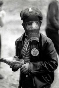 13-year-old Paddy Coyle holds a petrol bomb during the Battle of the Bogside