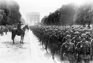 German 30th Infantry Division marches through Paris on the day the city falls; 14th June 1940 