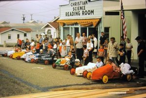 Soap box derby racers, Pismo Beach, CA, mid-50's 