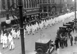Mayor Stapleton led KKK parades in downtown Denver, 1920s.