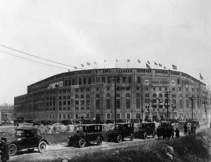 Babe Ruth hits the first home run at Yankee Stadium.