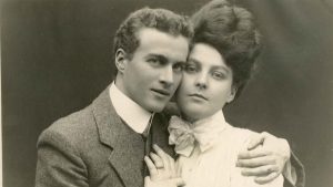 Lionel Logue, age 26. Australian speech therapist responsible for the un-stammering of King George VI. Here he is with his future wife, 21-year-old Myrtle Gruenert