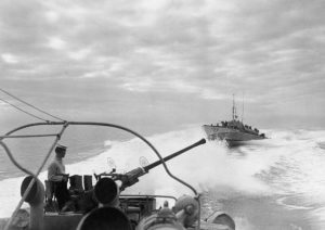 British Royal Navy motor torpedo boats on patrol between Sezi and Genoa, February 1945 