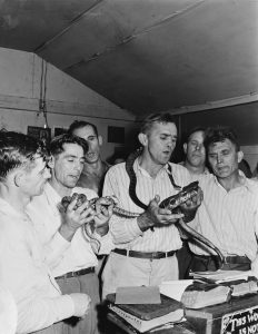 Serpents handling as part of the religious ceremony, Kentucky, 1946.