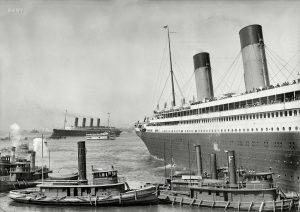 The White Star liner Olympic docks in NYC 1911.