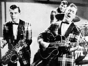 Bill Haley and his Comets performing “Rock Around the Clock” on TV, ca. 1955 