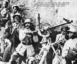 His Imperial Majesty Emperor Haile Selassie manning an anti-aircraft gun at the Battle of Maychew, ca. 31 Mar 1936 