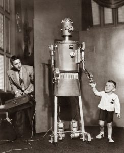 14-year-old built a robot he named Gismo, winning Ford contest, 1955.