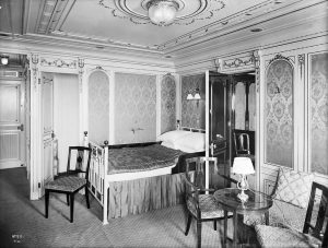 First class stateroom aboard Titanic, 1912.