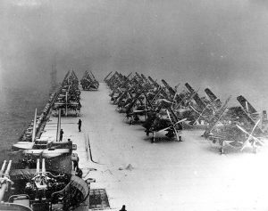 Snow on the deck. USS Philippine Sea North Pacific 1945 