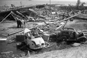 Aftermath of Port Chicago disaster, July 1944 (photo was suppressed from public) -  390 injured, 320 killed, only 51 could be identified.  