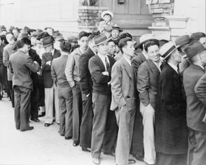 Japanese-Americans register amidst WWII fears.