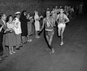 Abebe Bikila, barefoot runner, broke records in 1960 Summer Olympics.