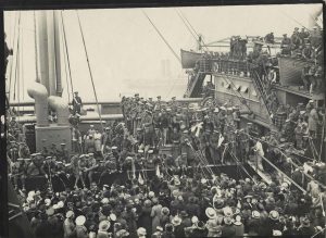 Farewell to the troopship ASCANIUS, Melbourne, Australia, May 27, 1916 