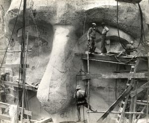 Mount Rushmore - Sculptor dynamited cliff to carve 4 Presidents, 1930s.