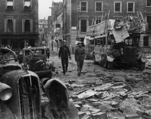 Reviewing the damage after a bombing raid, Portman Street, London, 1940 