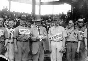 Political rivals, Republicans and Democrats, as baseball rivals, 1917.