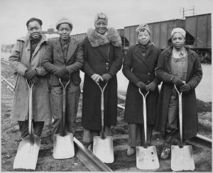 Trackwomen worked the tracks at Baltimore & Ohio Railroad, 1940s.