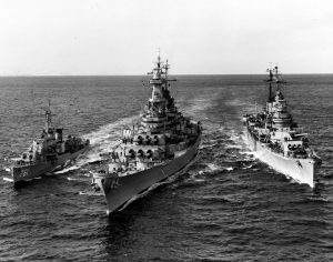 3 US Navy ships protecting Korea during Korean War.