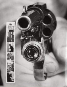 Revolver camera, unique for snapping a photo with each shot, 1938.