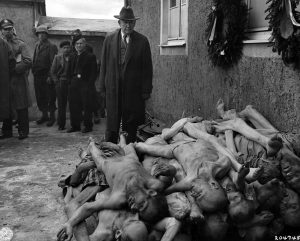 US Senator Alben W. Barkley (D-KY) looks on after Buchenwald's liberation. Barkley would go on to become Vice President under Harry S. Truman, 1945.