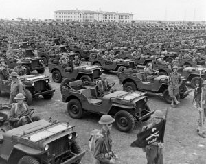 Preparing for the 'Army Day' parade, Fort Hood Texas. April 1942.