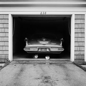 Chrysler Imperial inside a garage in suburban Chicago, 1957.