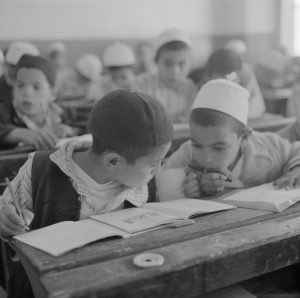 Students in a classroom in Tajura, Libya in 1950s. 