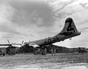 B-29 Superfortress crash landed on Iwo Jima after a 
raid on Tokyo 