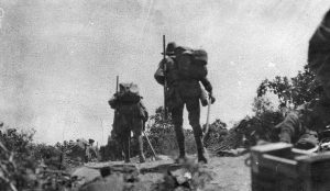 Australian troops going into action, 25 April 1915 