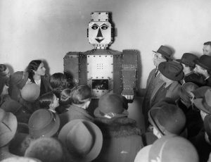 Innovative 1934 robot predicts fortunes at Selfridge's.