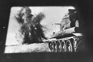 Soviet T-34 tank in combat. Circa 1941-1945. 